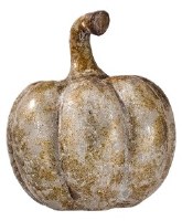 8" Squat Silver and Gold Ceramic Pumpkin