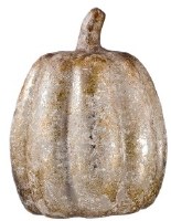 9" Tall Silver and Gold Ceramic Pumpkin