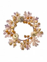 6" Opening Faux Cream Pumpkins and Berries Fall & Thanksgiving Candle Ring