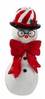 10" Red and White Snowman Wearing a Round Hat Polyresin Christmas Taper Candle Holder