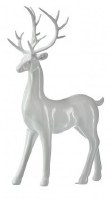 12" Gloss White Polyresin Reindeer Standing Figurine