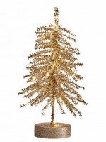14" LED Gold Tinsel Christmas Tree
