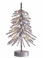 14" LED Silver Tinsel Christmas Tree