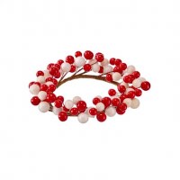 4.5" Opening Faux Red and White Berries Candle Ring