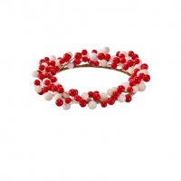 6.5" Opening Faux Red and White Berries Candle Ring