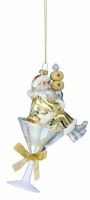 8" Silver and Gold Santa Sitting in a Martini Glass Glass Ornament
