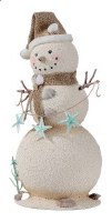9" Sand Snowman Holding a Starfish Garland Polyresin Figurine
