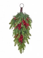 26" Faux Red Berries and Pine Mix Drop