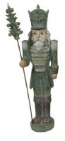 18" Green Nutcracker Wearing a Pointy Hat Polyresin Christmas Figurine