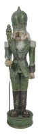 18" Green Nutcracker Wearing a Round Hat Polyresin Christmas Figurine