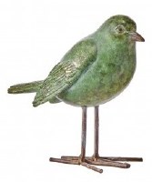 9" Green and Gold Bird With Its Head Down Polyresin Christmas Figurine