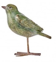 9" Green and Gold Bird With Its Head Up Polyresin Christmas Figurine