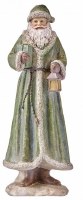 13" Green and Gold Santa Holding a Lantern Polyresin Christmas Figurine