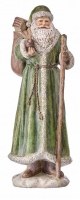 13" Green and Gold Santa Holding a Staff Polyresin Christmas Figurine