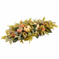 36" Faux Orange and Green Pumpkins and Berries Centerpiece