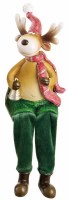 7" Multicolor Moose Holding a Bell Polyresin Sitter Figurine