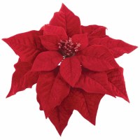 10" Faux Red Poinsettia Clip On Ornament