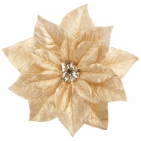 9" Faux Gold Poinsettia Clip On Ornament