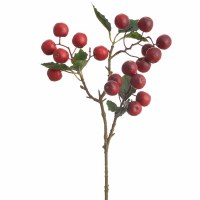 16" Faux Red Crabapple Spray