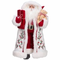 18" Red and White Santa With a Gift Figurine