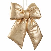 10" Gold Puffy Fabric Bow Ornament