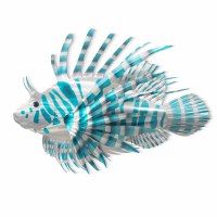 27" Blue and White Lionfish Coastal Metal Wall Art Plaque