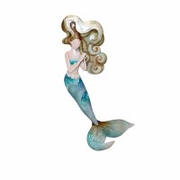 17" Multicolor Capiz Mermaid Coastal Metal Wall Art Plaque