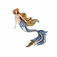 14" Multicolor Capiz Mermaid Coastal Metal Wall Art Plaque