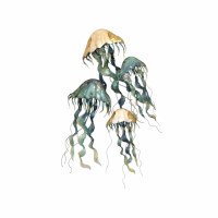 26" Blue and Gold Capiz Jellyfish Coastal Metal Wall Art Plaque