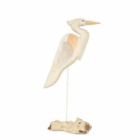 28" Soft Natural Wood Heron on a Driftwood Base Statue