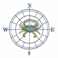 28" Round Blue Crab Compass Coastal Metal Wall Art Plaque