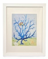 22" x 18" Blue Coral With Fish Framed Wall Art Under Glass