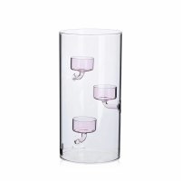 10" Clear and Pink Triple Tealight Holder