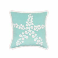 18" Sq White Sand Dollar Starfish Decorative Coastal Pillow