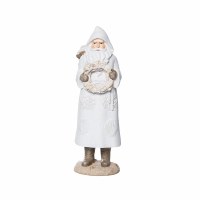 12" White Santa Holding a Seashell Wreath Coastal Polyresin Christmas Figurine