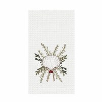 27" x 18" Coastal Tidings Scallop Shell Christmas Waffle Weave Kitchen Towel