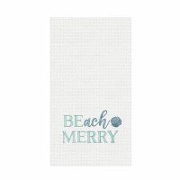 27" x 18" "Beach Merry" Coastal Christmas Waffle Weave Kitchen Towel
