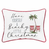12" x 16" "Have Yourself a Beachy Little Christmas" Palm Tree and Beach Chairs Decorative Coastal Christmas Pillow