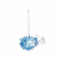 3" Blue Acrylic Pufferfish Coastal Christmas Ornament