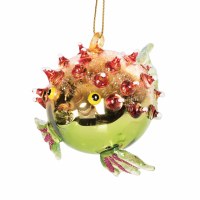 4" Multicolor Glass Blowfish Coastal Christmas Ornament