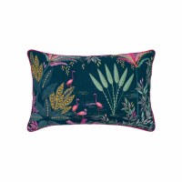 14" x 22" Flamingos on a Dark Blue Background Decorative Coastal Pillow