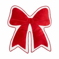 18" x 17" Red and White Bow Shape Decorative Christmas Pillow