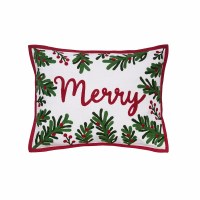 12" x 16" Red and Green "Merry" Decorative Christmas Pillow