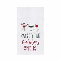 27" x 18" "Raise Your Holiday Spirits" Christmas Flour Sack Kitchen Towel