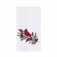 27" x 18" Red Cardinal and Green Holly Christmas Flour Sack Kitchen Towel