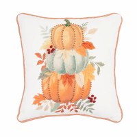12" Sq Multipastel Stacked Pumpkins Decorative Fall & Thanksgiving Pillow