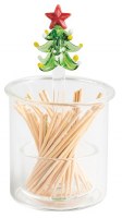 3" Glass Christmas Tree Toothpick Holder by Mud Pie