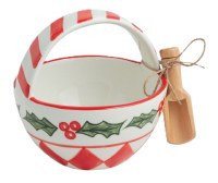 5" Round Ceramic Holly Bowl With a Scoop by Mud Pie