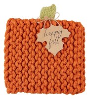 8" Orange Pumpkin Cotton Trivet by Mud Pie