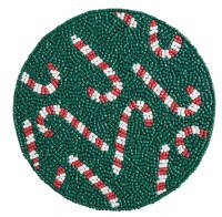 8" Round Beaded Candy Cane Trivet by Mud Pie